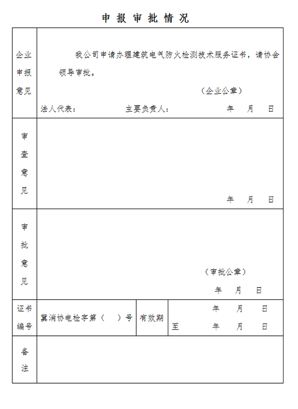 關(guān)于申辦《建筑電氣防火檢測(cè)技術(shù)服務(wù)證書(shū)》的通知